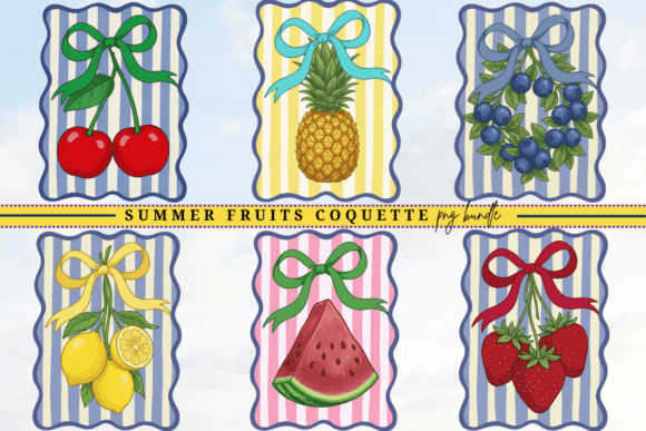 Download Retro Preppy Summer Fruits Coquette Png - Premium Bundle