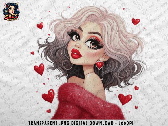 Download Glamorous Girl with Red Hearts - Glamorous Collection
