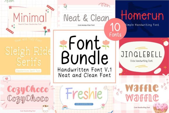 Download Neat &amp; Clean Handwritten Font Bundle V.1 - Neat Collection